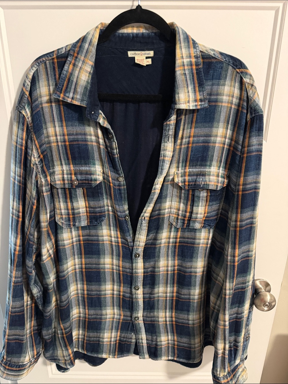 Carbon2Cobalt Men's Blue Plaid Button-Down Shirt